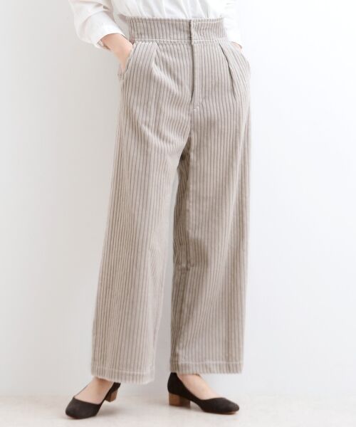 **NIMES / ニーム その他パンツ | 3ウェールコール タックワイドパンツ(グレー)