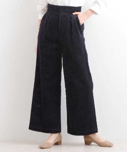 **NIMES / ニーム その他パンツ | 3ウェールコール タックワイドパンツ(ネイビー)