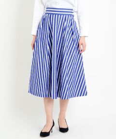 NIMES / ニーム ミニ・ひざ丈スカート | CSブロード/CNストライプ タックフレアスカート