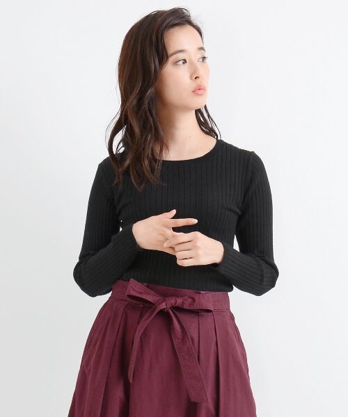 ＊＊NIMES / ニーム ニット・セーター | 14G Wide Rib クルーN P/O（ブラック）