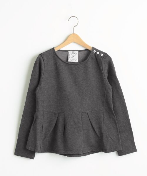 ＊＊NIMES / ニーム カットソー | インレイジャージ ペプラムP/O（チャコールグレー）