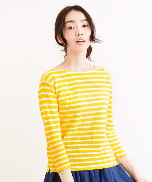 ＊＊NIMES / ニーム カットソー | C/R/Raボーダー ボートネックP/O（イエロー）