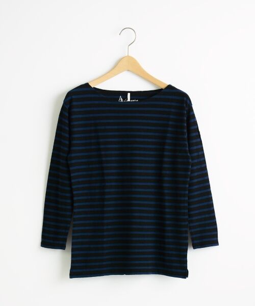 ＊＊NIMES / ニーム カットソー | C/R/Raボーダー ボートネックP/O（ネイビー）