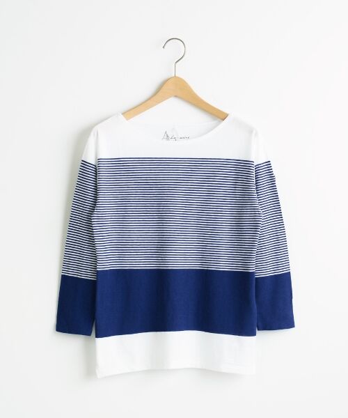 ＊＊NIMES / ニーム カットソー | C/R/Raボーダー ボートネックP/O（ブルー系1）