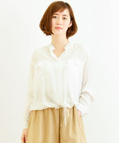＊＊NIMES / ニーム シャツ・ブラウス | S/RYデシン ブラウス（オフ）