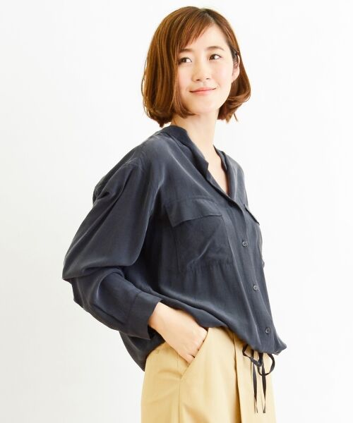 ＊＊NIMES / ニーム シャツ・ブラウス | S/RYデシン ブラウス（ネイビー）