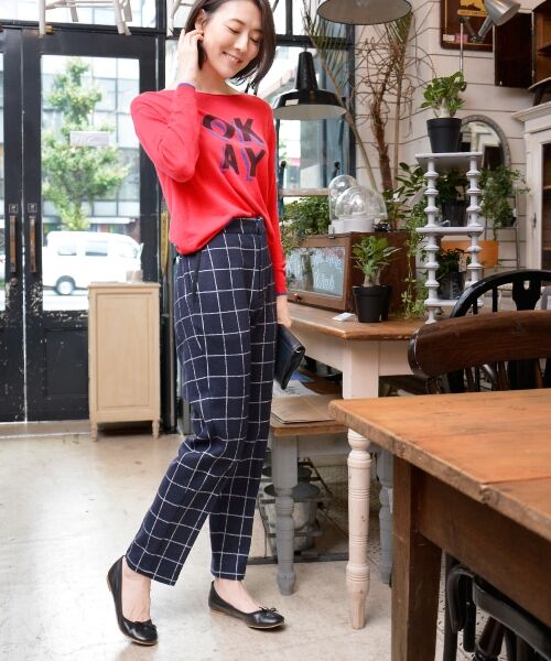 ＊＊NIMES / ニーム その他パンツ | W/Cミルドチェック  イージーパンツ（ネイビー）