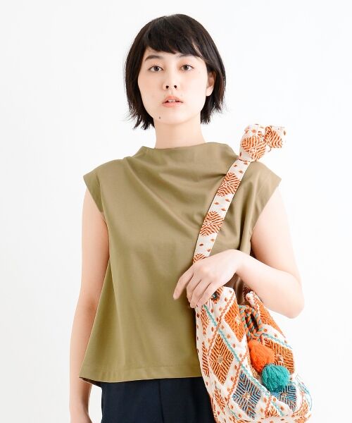 ＊＊NIMES / ニーム カットソー | コンパクトピンヘッド バックフレアーノースリーブ（ベージュ）