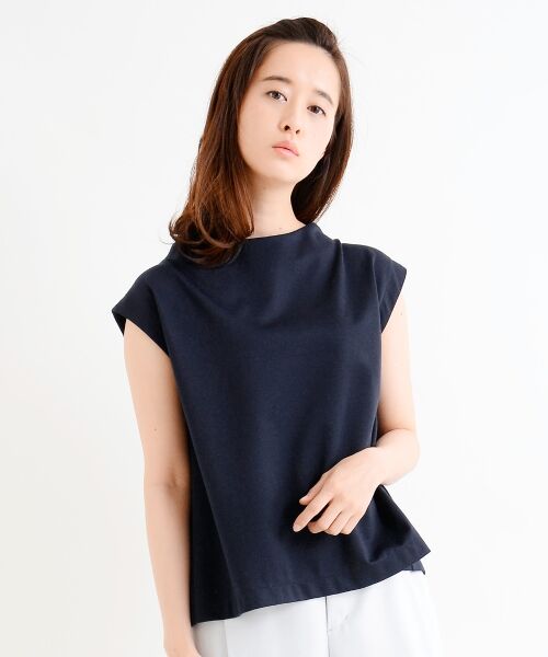 ＊＊NIMES / ニーム カットソー | コンパクトピンヘッド バックフレアーノースリーブ（ネイビー）