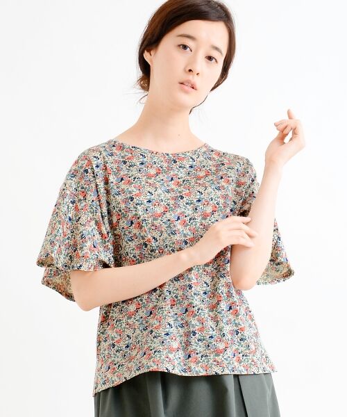 ＊＊NIMES / ニーム カットソー | LIBERTY フレアスリーブP/O（ブルー）