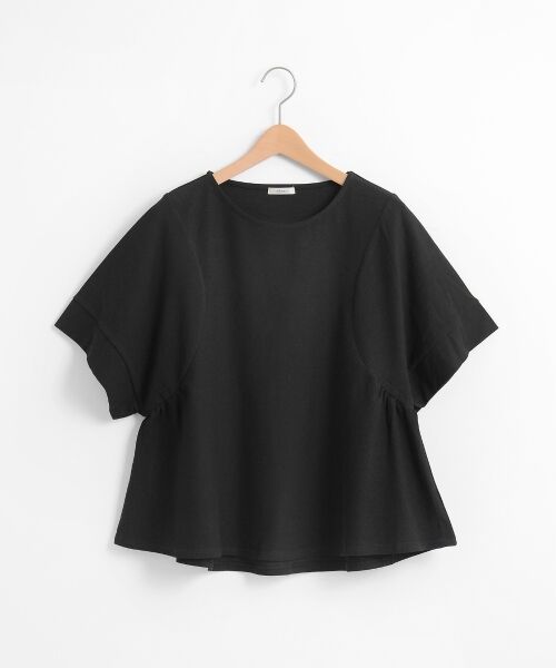 ＊＊NIMES / ニーム カットソー | ジョーゼットライクシャージー ビッグP/O（ブラック）