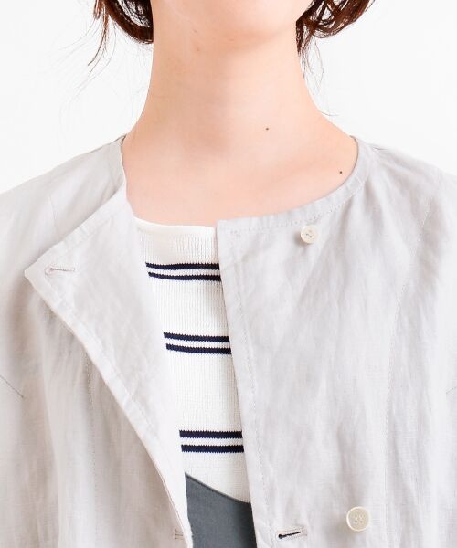 セール】 40S LINEN リネンコートOP （ミニ丈・ひざ丈ワンピース