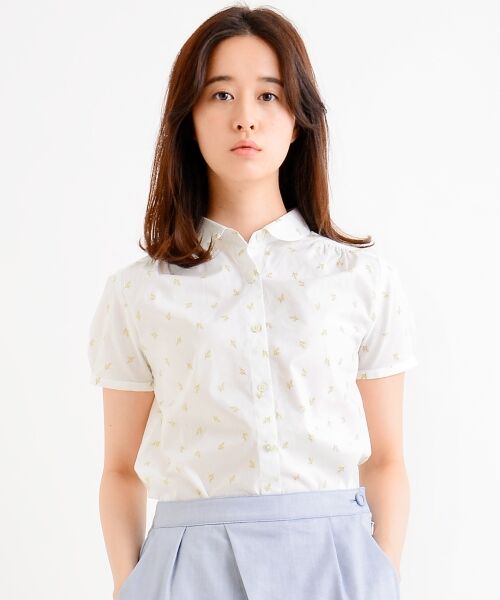 ＊＊NIMES / ニーム シャツ・ブラウス | French Blue 定番BL(半袖)（オフ×イエロー）