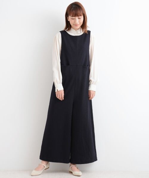 ＊＊NIMES / ニーム その他パンツ | WOOL圧縮/チェックサロペット（ネイビー）