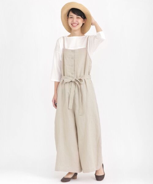 セール】 リネンキャンバス リボンサロペット （その他パンツ