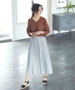 スパンブロード/ドットptプリーツスカート
