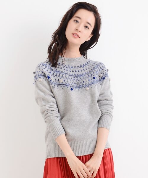 ＊＊NIMES / ニーム ニット・セーター | Italy Yern 球心柄P/O（グレー）