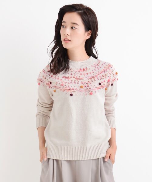 ＊＊NIMES / ニーム ニット・セーター | Italy Yern 球心柄P/O（ベージュ）