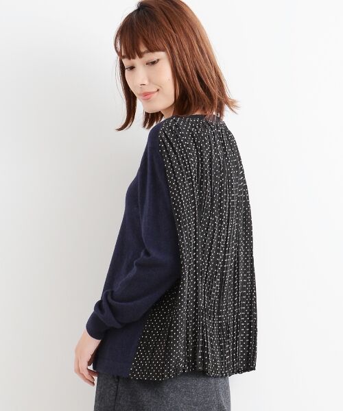 ＊＊NIMES / ニーム ニット・セーター | 12G天竺編バックプリ-ツCD（ネイビー）