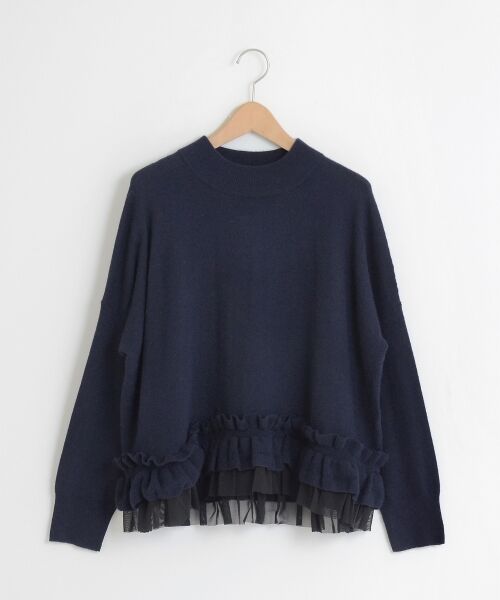 ＊＊NIMES / ニーム ニット・セーター | 12G天竺編ヘムフリルデザインP/O（ネイビー）