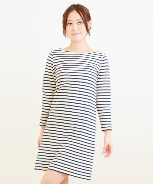 ＊＊NIMES / ニーム ミニ丈・ひざ丈ワンピース | 16/2ボーダー 後ろボタン開OP | 詳細1