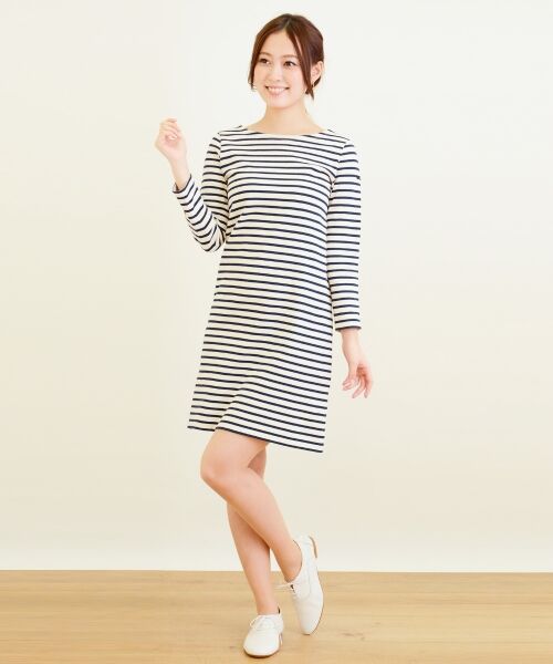 ＊＊NIMES / ニーム ミニ丈・ひざ丈ワンピース | 16/2ボーダー 後ろボタン開OP | 詳細10