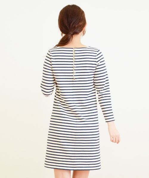＊＊NIMES / ニーム ミニ丈・ひざ丈ワンピース | 16/2ボーダー 後ろボタン開OP | 詳細3