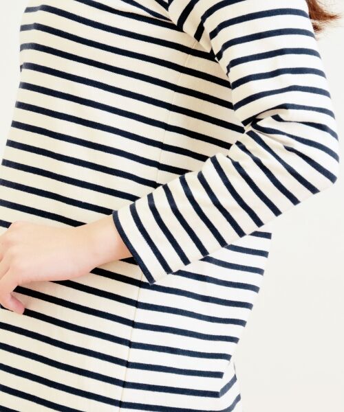 ＊＊NIMES / ニーム ミニ丈・ひざ丈ワンピース | 16/2ボーダー 後ろボタン開OP | 詳細5