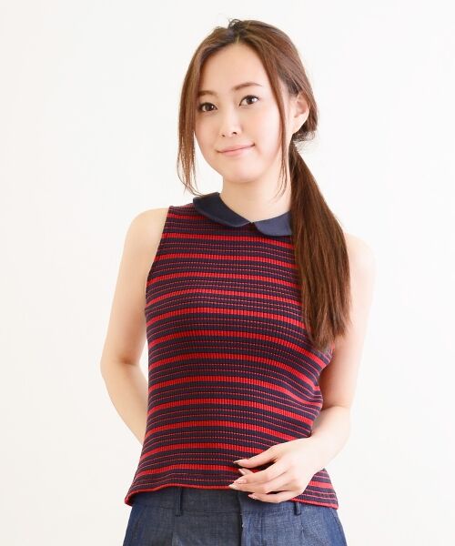 ＊＊NIMES / ニーム カットソー | ワイドテレコBD 衿付P/O（ネイビー系）