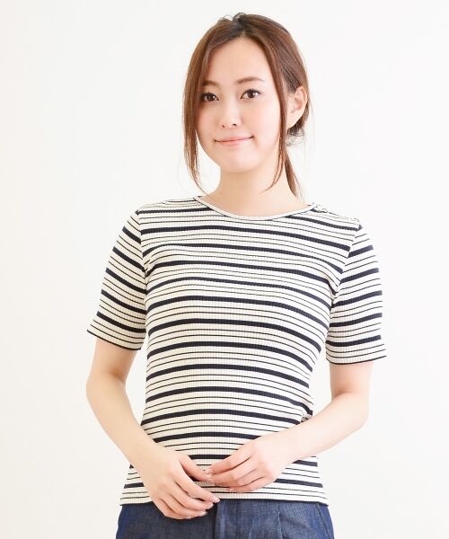 ＊＊NIMES / ニーム カットソー | ワイドテレコBD 丸首P/O（MIX1）