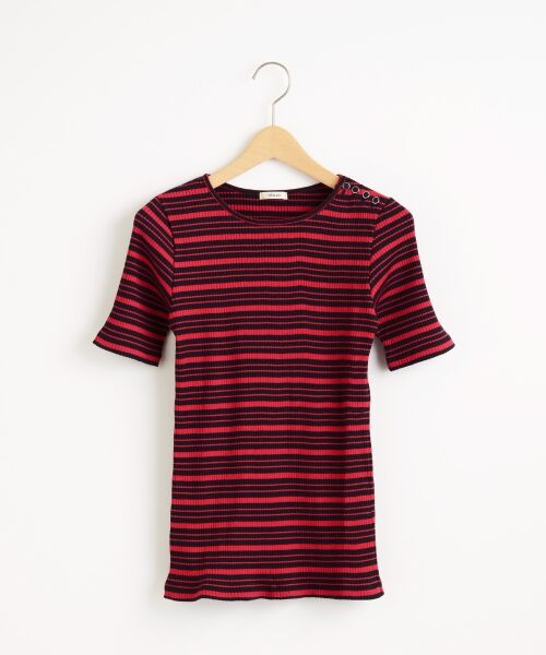 ＊＊NIMES / ニーム カットソー | ワイドテレコBD 丸首P/O（ネイビー系）