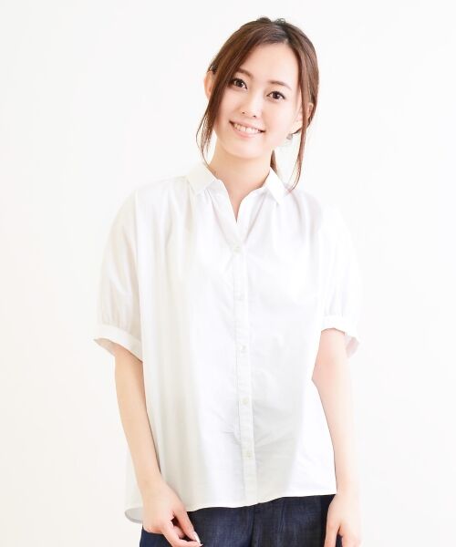 ＊＊NIMES / ニーム シャツ・ブラウス | C/PEメランジタイプライター スキッパーSH（オフ）