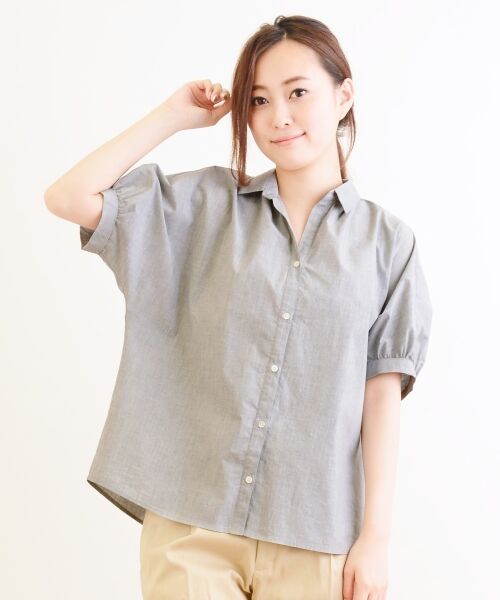 ＊＊NIMES / ニーム シャツ・ブラウス | C/PEメランジタイプライター スキッパーSH | 詳細1