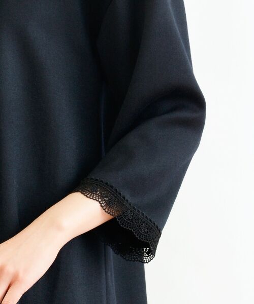 ＊＊NIMES / ニーム ミニ丈・ひざ丈ワンピース | WOOL SATIN ラウンドヘムチュニックOP | 詳細5