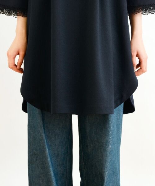 ＊＊NIMES / ニーム ミニ丈・ひざ丈ワンピース | WOOL SATIN ラウンドヘムチュニックOP | 詳細6