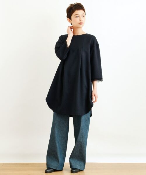 ＊＊NIMES / ニーム ミニ丈・ひざ丈ワンピース | WOOL SATIN ラウンドヘムチュニックOP | 詳細8