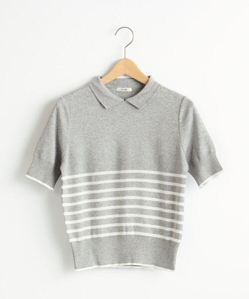 ＊＊NIMES / ニーム ニット・セーター | 18G 成型フライス 衿付P/O（グレー）