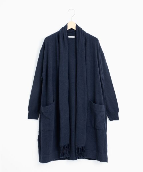 ＊＊NIMES / ニーム ニット・セーター | BETA 5G/12G フロントショールロングCD（ネイビー）