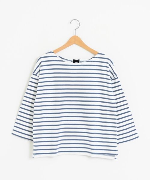 ＊＊NIMES / ニーム カットソー | 20/2天竺ボーダー ドロップP/O（ブルー）