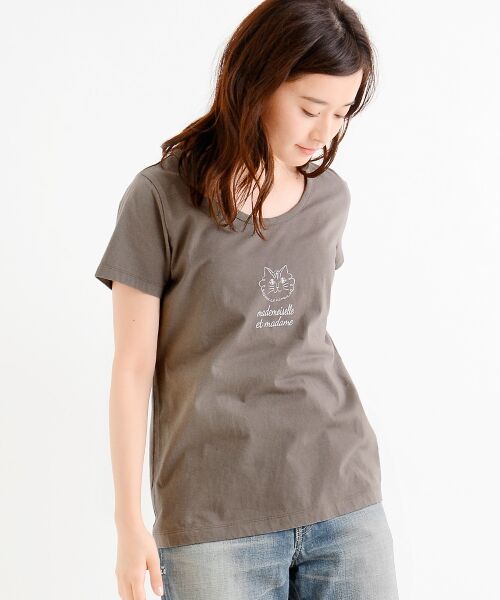 ＊＊NIMES / ニーム カットソー | 30/- コーマ天竺 ねこ T（グレー）