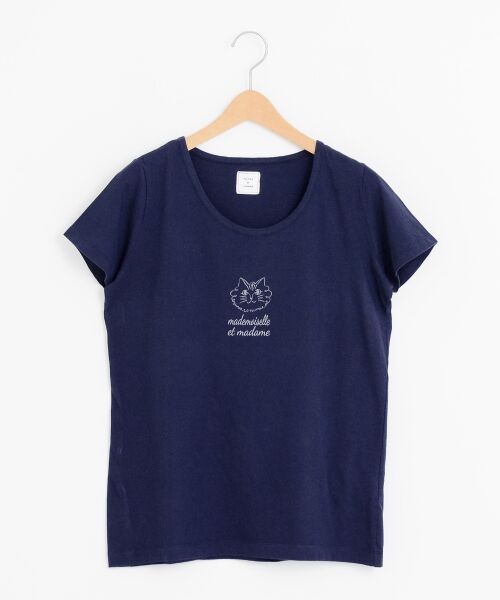 ＊＊NIMES / ニーム カットソー | 30/- コーマ天竺 ねこ T（ネイビー）