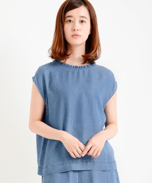 ＊＊NIMES / ニーム シャツ・ブラウス | Tencel Indigo ノースリBL（ブルー）