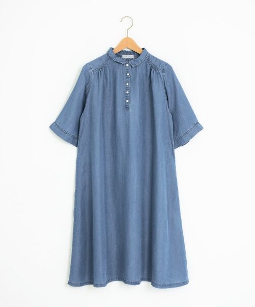 セール Tencel Indigo チビ衿op ミニ丈 ひざ丈ワンピース Nimes ニーム ファッション通販 タカシマヤファッションスクエア