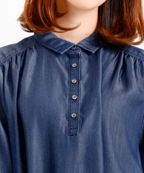 セール Tencel Indigo チビ衿op ミニ丈 ひざ丈ワンピース Nimes ニーム ファッション通販 タカシマヤファッションスクエア