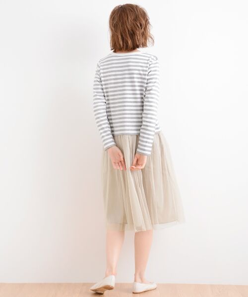 ＊＊NIMES / ニーム ミニ丈・ひざ丈ワンピース | 30/=度詰BD×チュール ドッキングOP | 詳細3