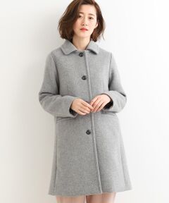カラーメルトン 襟付きミドル丈コート