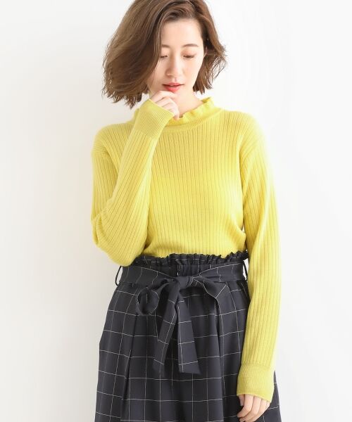 ＊＊NIMES / ニーム ニット・セーター | 針抜 フリルネックP/O（イエロー）