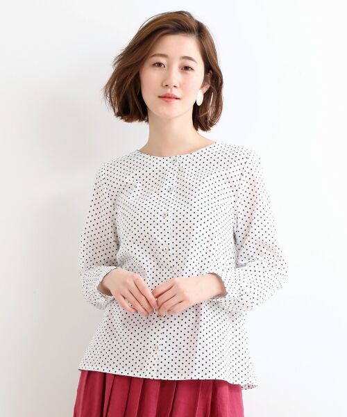＊＊NIMES / ニーム シャツ・ブラウス | ドットプリント ノーカラーブラウス | 詳細1