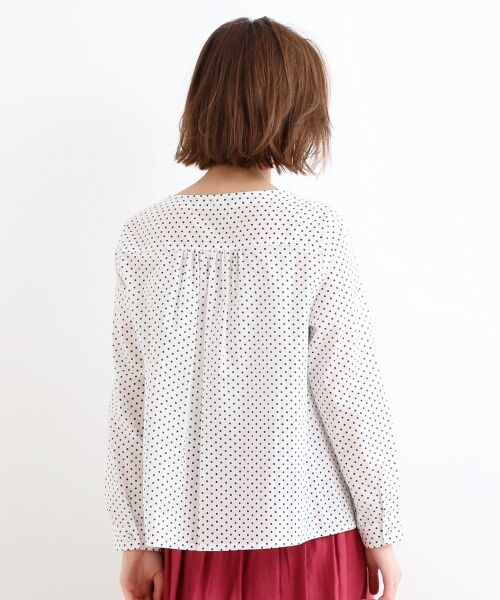 ＊＊NIMES / ニーム シャツ・ブラウス | ドットプリント ノーカラーブラウス | 詳細3