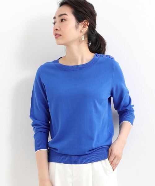 ＊＊NIMES / ニーム ニット・セーター | 16G天竺 肩釦プルオーバー（インクブルー）